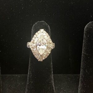 Suzanne Somers Elegant Silver Marquise-Cut Ring